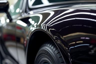 Riflesso perfetto sulla carrozzeria di un'auto dopo la lucidatura